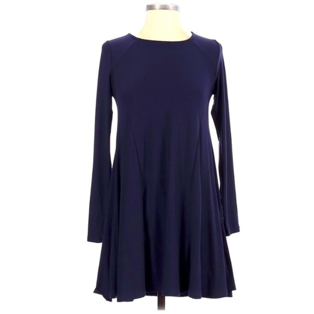 Altar’d State XS blue crew neck long sleeve lightweight A line stretch dress‎